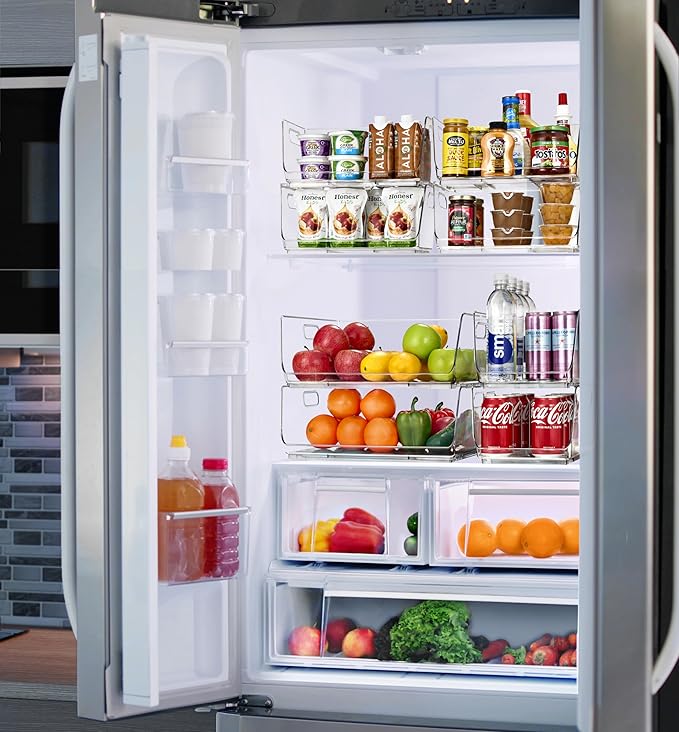 Sorbus Stackable Storage Bins Open Front - Pantry Bins for Storage and Organization - Acrylic Stackable Bins for Kitchen - Clear Pantry Organizer Bin (Large 4 Pack)-DeskLoop Office