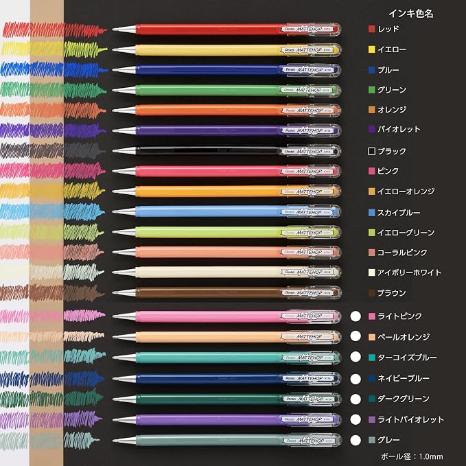 Pentel Ballpoint Pen Color Matte Hop Dream 7 Colors K110-V7STC - Image 7
