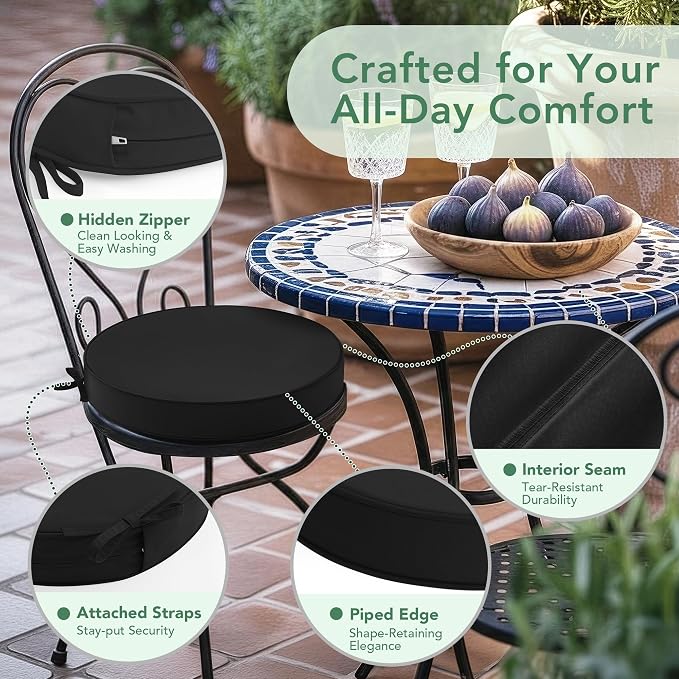 Summsun Outdoor Bistro Chair Cushions Set of 2 - Image 4