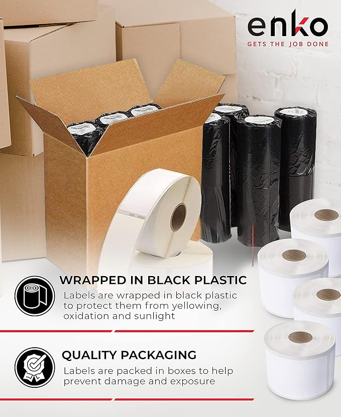 enKo (24 Rolls / 24000 Labels) 30334 Dymo Compatible Multipurpose Barcode (1-1/4" x 2-1/4")-DeskLoop Office