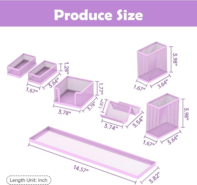 SUPEASY Pen Holder for Desk, 6 Piece Mesh Desk Organizer set for Office - Image 3