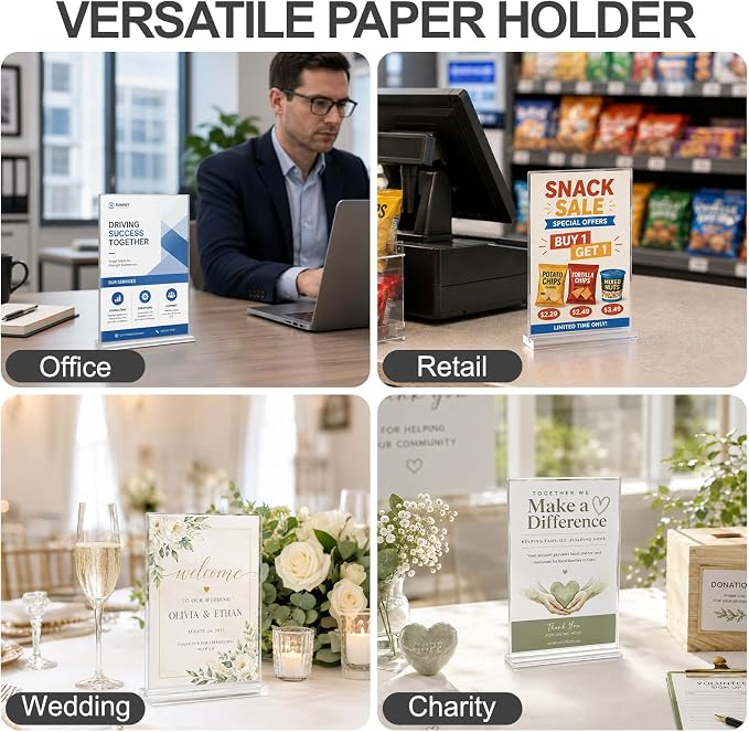 Daofary Acrylic Sign Holder 5 x 7, 16 Pack Double-Sided Stand up Table Top - Image 6