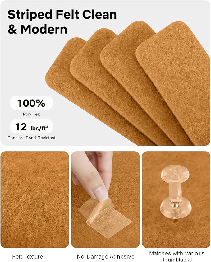 Small Cork Bulletin Board Tiles, Felt Wall Decor and Office Desk Accessories - Image 2