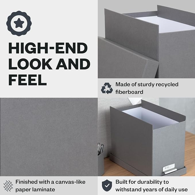 Bigso John Fiberboard Label Frame Desktop File Storage Box - Image 5