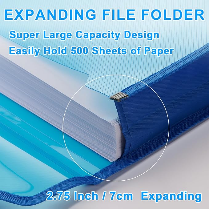 HOUYEE Pack of 10 Plastic Expanding File Folder, Expandable File Wallet Large - Image 3