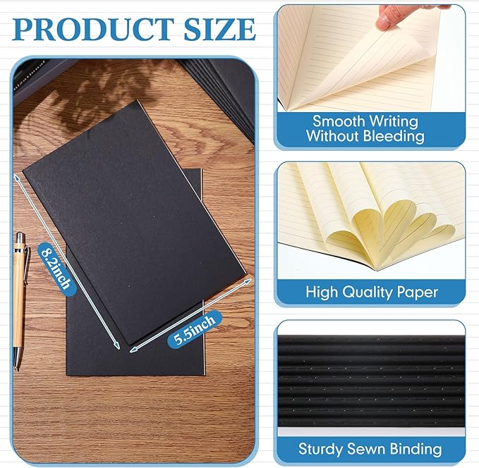 100 Pcs Kraft Notebook Journals 5.5 Inch x 8.3 Inch A5 Softcover Notebooks Bulk for Writing Sketch Office Notepad with 60 Pages 30 Sheets (Multicolor,Lined)-DeskLoop Office