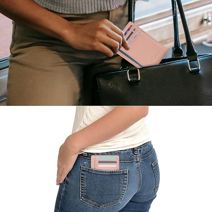 Travelambo Slim Wallet Front Pocket Minimalist Leather RFID Blocking Medium Size - Image 7