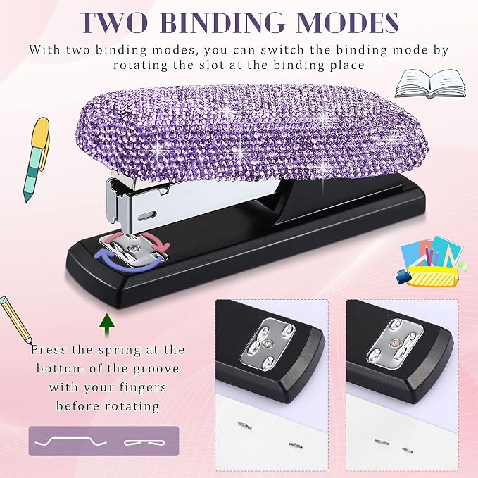 Yexiya Purple Sparkle Bling Stapler - Image 5