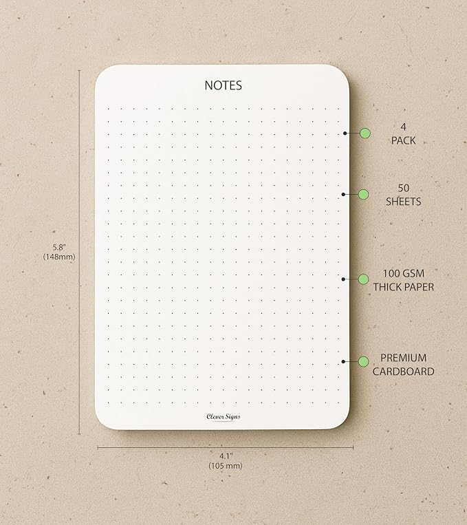 CLEVER SIGNS Memo Pads A6 Size – 4-Pack, 50 Sheets Each, Note-taking, Journaling - Image 4