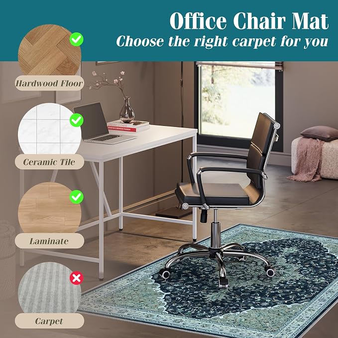 Office Chair Mat for Hardwood Floor&Tile Floor, Under Desk Rug for Rolling - Image 3