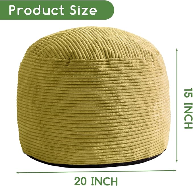 HIGOGOGO Round Stuffed Pouf Ottoman, Corduroy Poufs - Image 2