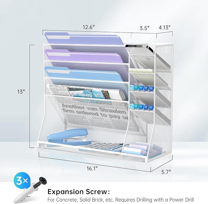 Wall File Organizer, 5-Tier Desk Organizer - Image 5