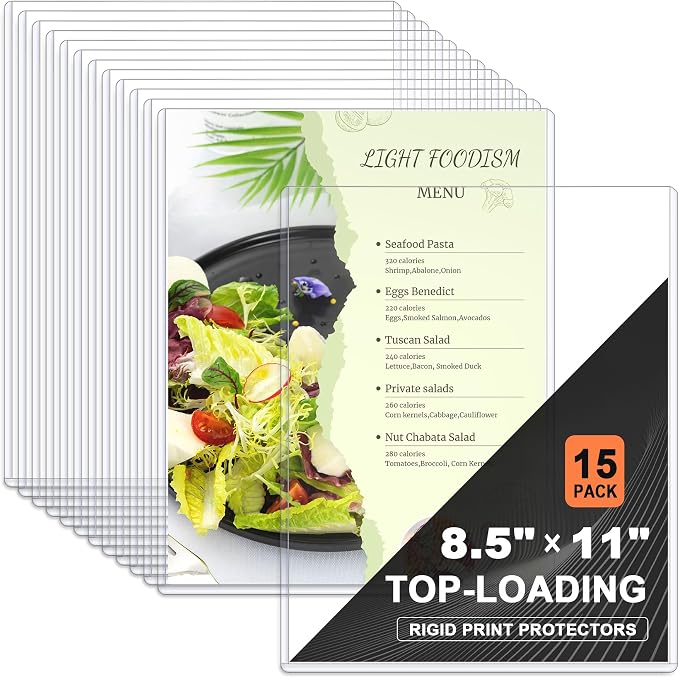 Ndsox 15 Pack 8.5" x 11" Rigid Print Protectors Clear Hard Plastic Sheet by NDSOX