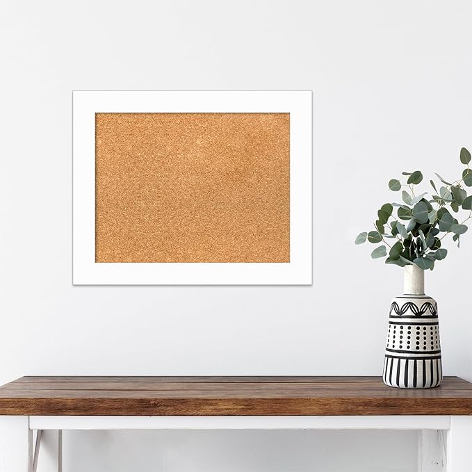 Amanti Art Natural Cork Board for Wall, 17x21 Vision Board with White Frame, Small Corkboard Office Decor for Home Organization, Casual Corkboard Pinboard to Display Items for Home Organization in-DeskLoop Office