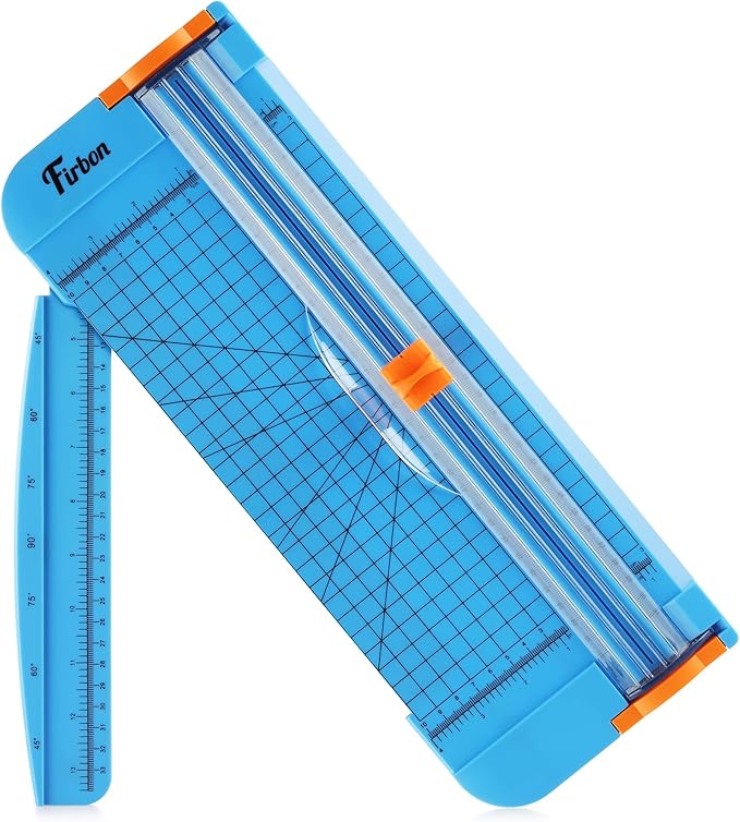 Firbon Blue A4 Paper Cutter, 12 Inch Titanium Straight Paper Trimmer with Side Ruler for Scrapbooking Craft, Paper, Coupon, Label, Cardstock-DeskLoop Office