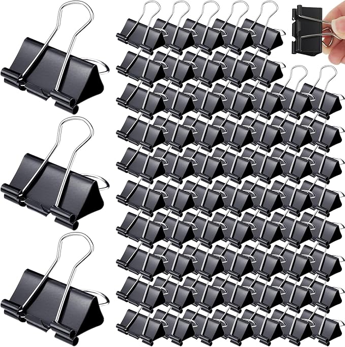Yexiya 600 Pcs Medium Binder Clips Paper Clips Office Supplies Paper Clamps for Teachers Students School Office Business Paperwork Supplies (Black, 1.25 Inch)-DeskLoop Office