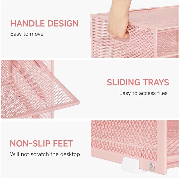 Lavatino 3-Tier Letter Tray Desk Organizer, Mesh Metal Paper File Tray Organizer - Image 6
