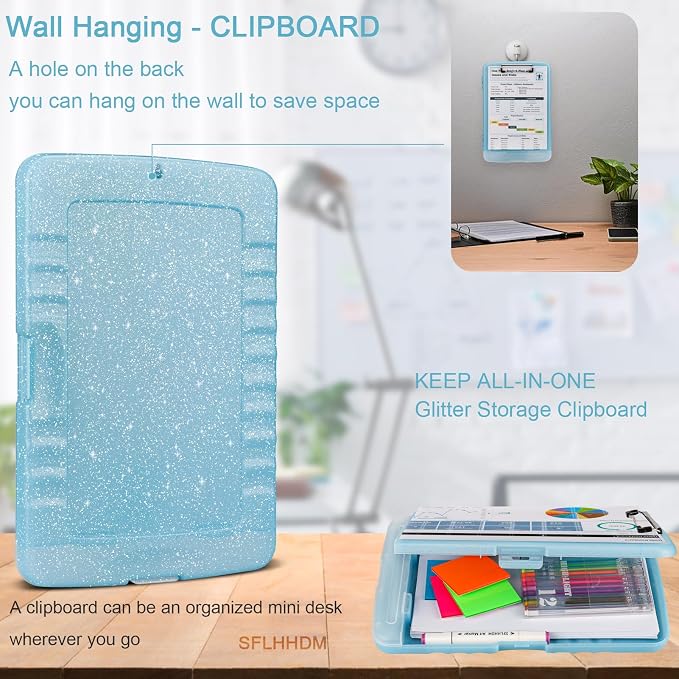 Glitter Clipboard with Storage, Storage Clipboard with Pen Holder, A4 Binder - Image 6