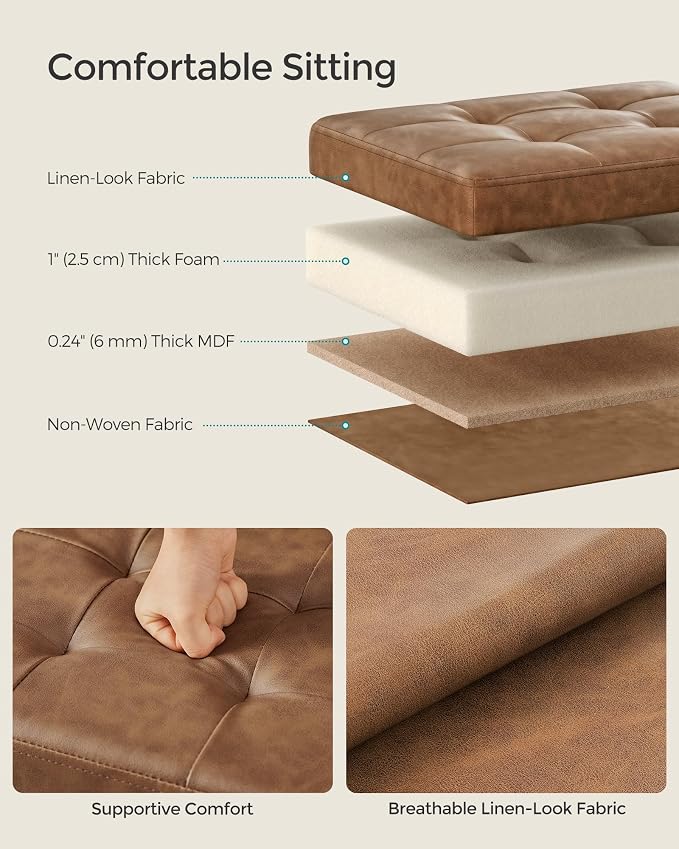 SONGMICS Small Folding Storage Ottoman, Foot Rest Stool, Cube Footrest - Image 4