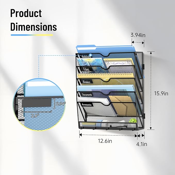 SUPEASY 6 Tier Wall File Organizer - Image 2