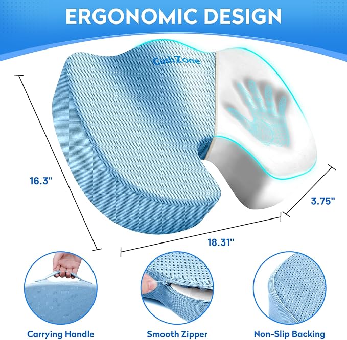 CushZone Seat Cushion, Office Chair Cushions, Car Seat Cushion, Non-Slip - Image 3