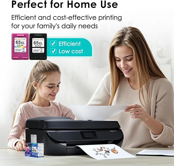 Eco-Friendly Remanufactured Ink Cartridge Replacement for HP Ink 65 XL 65XL Black and Color Combo Pack for 5055 5052 5010 5070 5014 3755 2655 3720 3722 3723 3752 3758 2652 2624 2640 Printer-DeskLoop Office