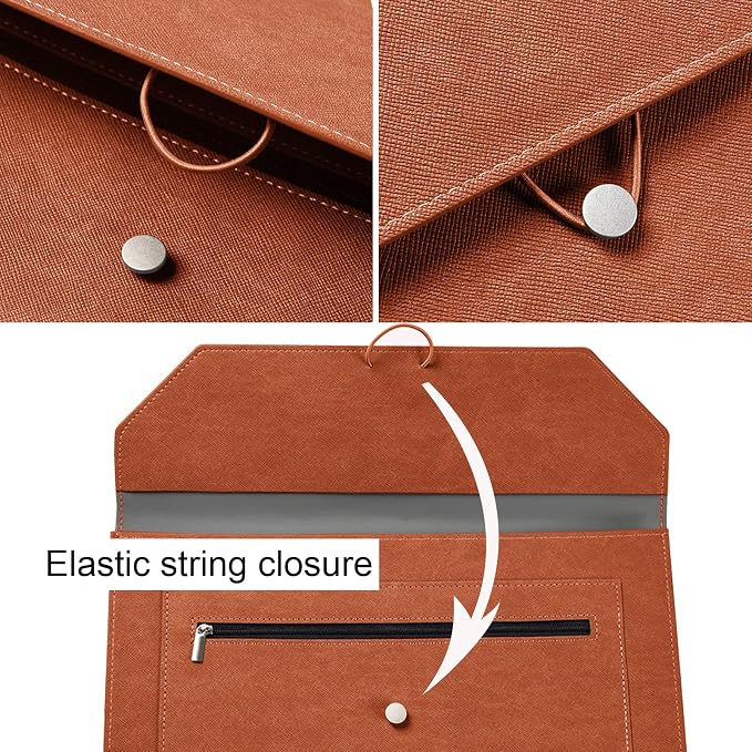 PU Leather A4 File Folder Document Holder 2 Pockets Portfolio Envelope Folder - Image 3