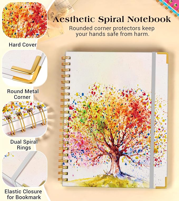 Lined Spiral Notebook Journal for Women, 150 Pages Cute Notebooks 5.75” x 8.38” - Image 3