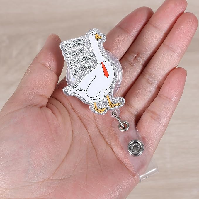 Funny Serious Goose Nurse Badge Reel, Fun Office Work Badge Holder Retractable - Image 5