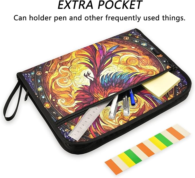 Expanding File Folder Phoenix Fire Wing Rainbow Glass Accordion File Organizer - Image 6