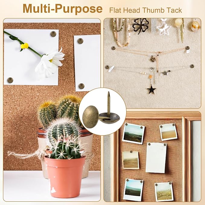 100pcs Metal Thumb Tacks, Heavy Duty Round Head Push Pins, Vintage Upholstery - Image 5