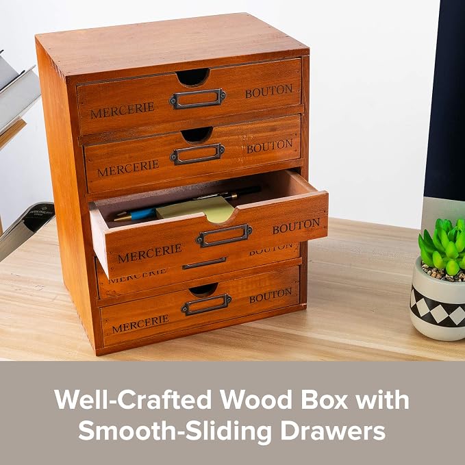 Vintage 5-Drawer Wooden Desk Organizer - Image 5