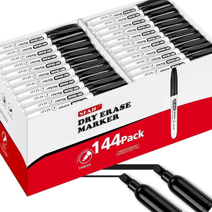 SFAIH Dry Erase Markers, Chisel Tip Bulk Pack of 144, Meetings & Team Use by SFAIH