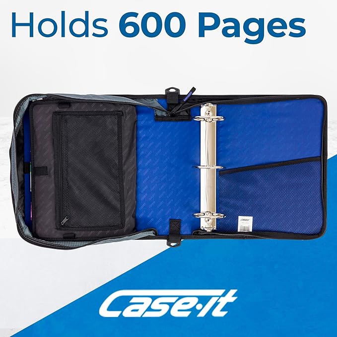 Case-it Mighty Zip Tab School Zipper Binder | 3-Inch O-Rings, 600-Sheet Capacity - Image 3