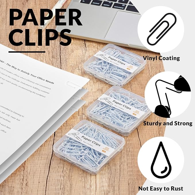 NEEWAY Small Paper Clips, 1.1 Inch Vinly Coated Colored Paperclips, 3 Pack of - Image 4