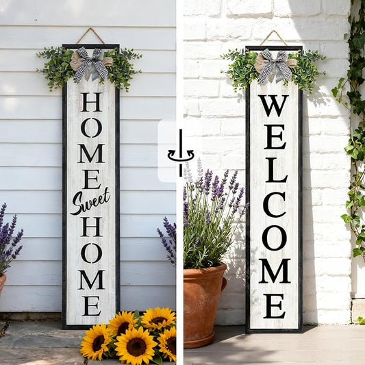 Double-sided Welcome Wooden Sign Stand by Unknown