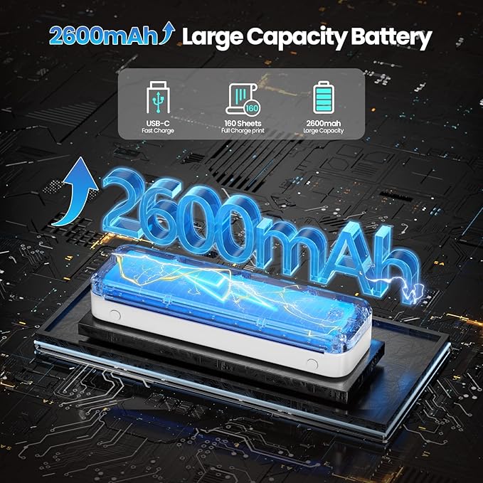 Phomemo Portable Printers Wireless for Travel [Upgraded],M834 Bluetooth Thermal Printer 8.5" x 11"& A4 Size,Inkless Mobile Printer with Carry Case for Travel,Office,School,Car,Home,White-DeskLoop Office