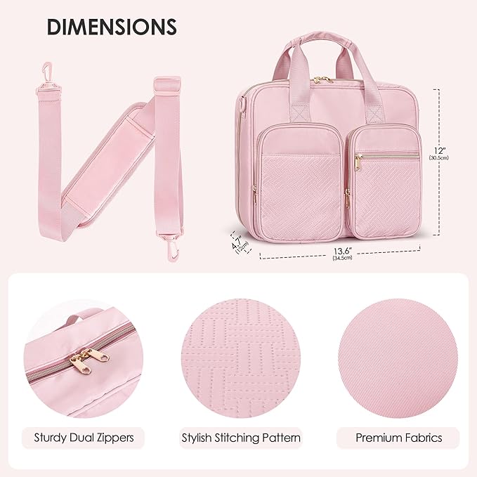 3 Ring Zipper Binder, 2 Inch Ring Binder Organizer Bag with Shoulder Strap Fits 13 Inch Laptop and 500 Sheets, Pink (Empty Bag Only)-DeskLoop Office