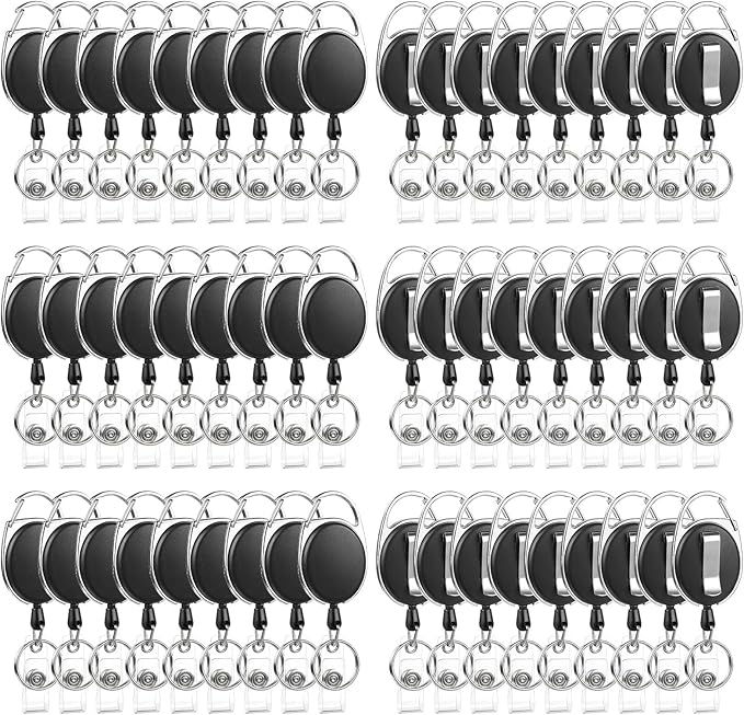 120 Pack Badge Reels Retractable ID Badge Holder by BESARME