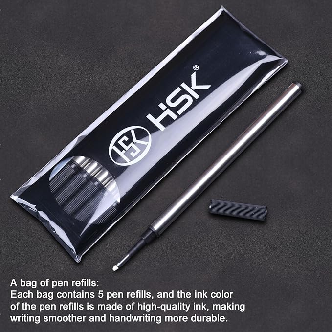 HSK Luxury Ballpoint Pens gift Pen Black Refill Line width 0.5mm,Best Ball Pen Gift Set for Men & Women Professional Executive,Office,Nice Pens Classy Gift Box (Grey)