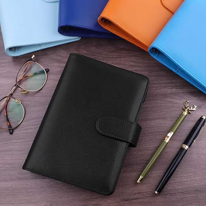 Antner A6 PU Leather Notebook Binder Refillable 6 Ring Budget Binder - Image 6