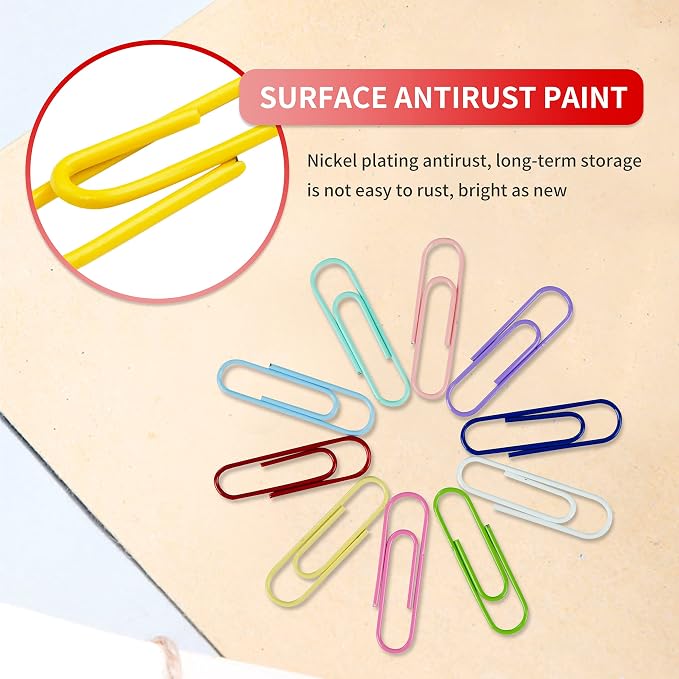 450PCS Paper Clips, 10 Assorted Medium 28mm Environmental Technology PaperClips - Image 3