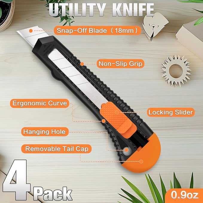 Retractable Utility Knife, 4 Pack Box Cutters - Image 2