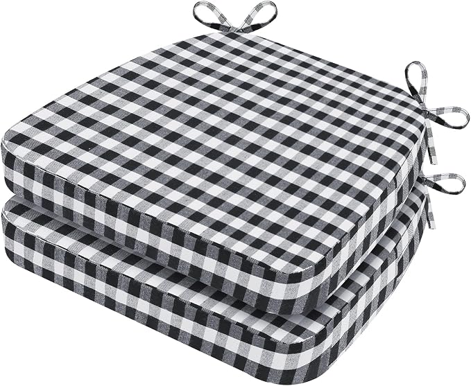 AAAAAcessories D-Shaped Chair Cushions, Machine-Washable Cover, Checkered by AAAAAcessories
