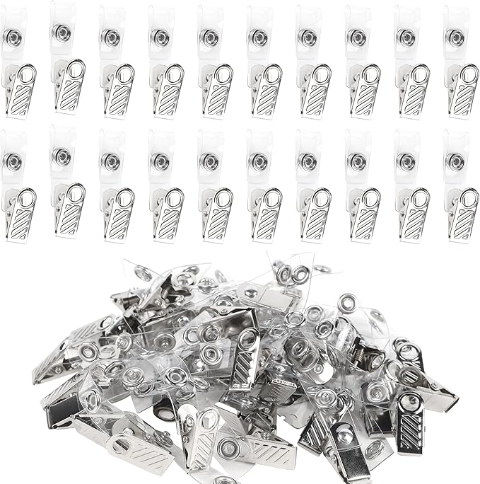 Happy Trees 50 Pcs Metal Badge Clips by HappyTrees