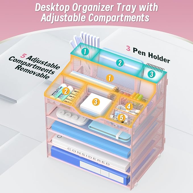 5 Tier Mesh Desk Organizer - Image 5