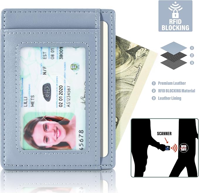Travelambo Slim Wallet Front Pocket Minimalist Leather RFID Blocking Medium Size - Image 4
