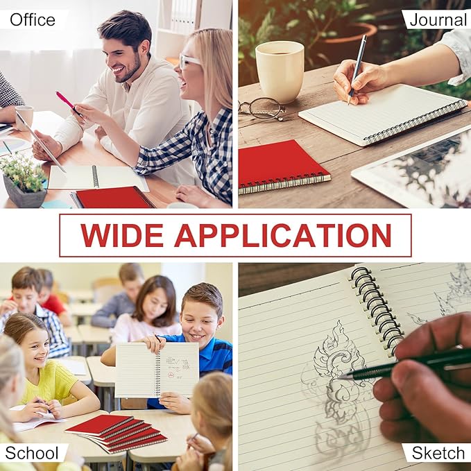 Yahenda 36 Pcs Spiral Notebook Bulk A5 Journal Lined 8.3'' x 5.5'' Writing Composition Paper Small Notepad Subject Notebook for Students Office Business Back to School Supplies (Red)-DeskLoop Office