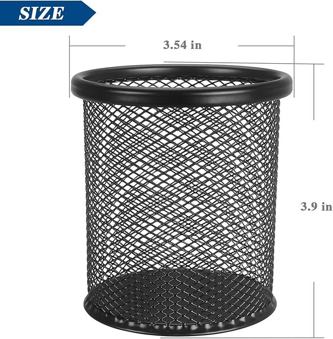 Tamaki Pen Holder Cup for Desk, Wire Mesh Pencil Cup Holder for Desk Office Pen Organizer (Black)-DeskLoop Office