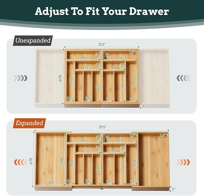 Silverware Organizer Large, Magnetic Connected Expandable 13 Slots Silverware - Image 4